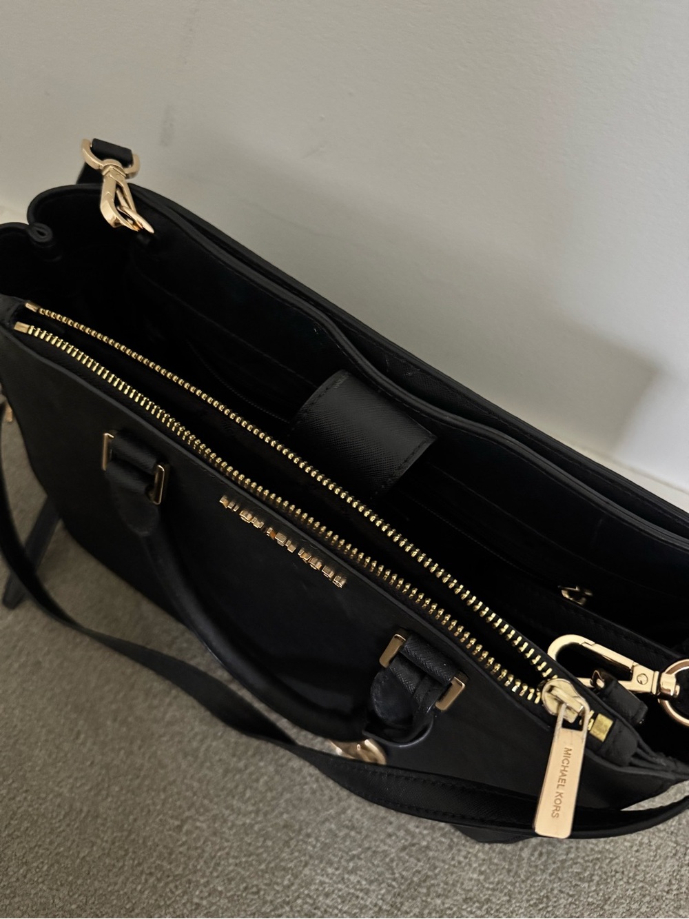 Michael Kors Black Saffiano Satchel with Gold Hardware - Picture 2 of 2